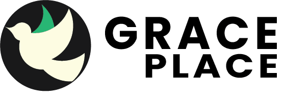 Grace Place logo: a dove in a black circle beside the words GRACE PLACE.